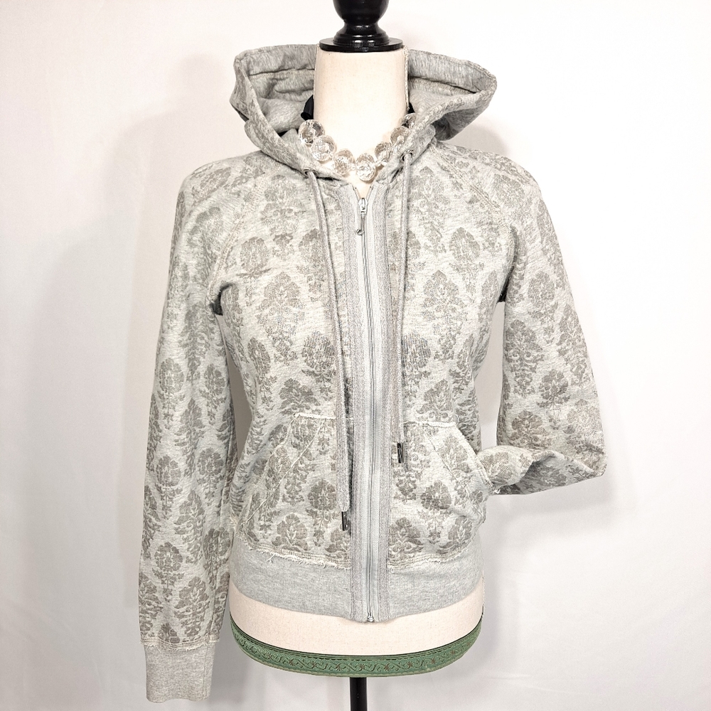 Juicy Couture Grey Metallic Cotton Hooded Zip Up